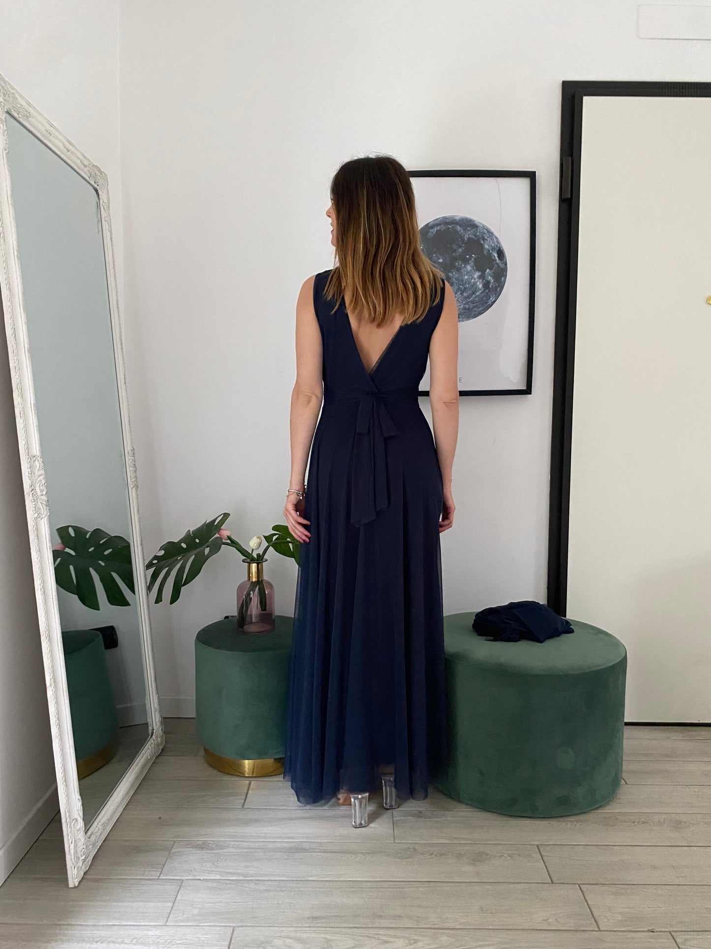 Abito Penelope blu notte IF Collection, con coprispalle