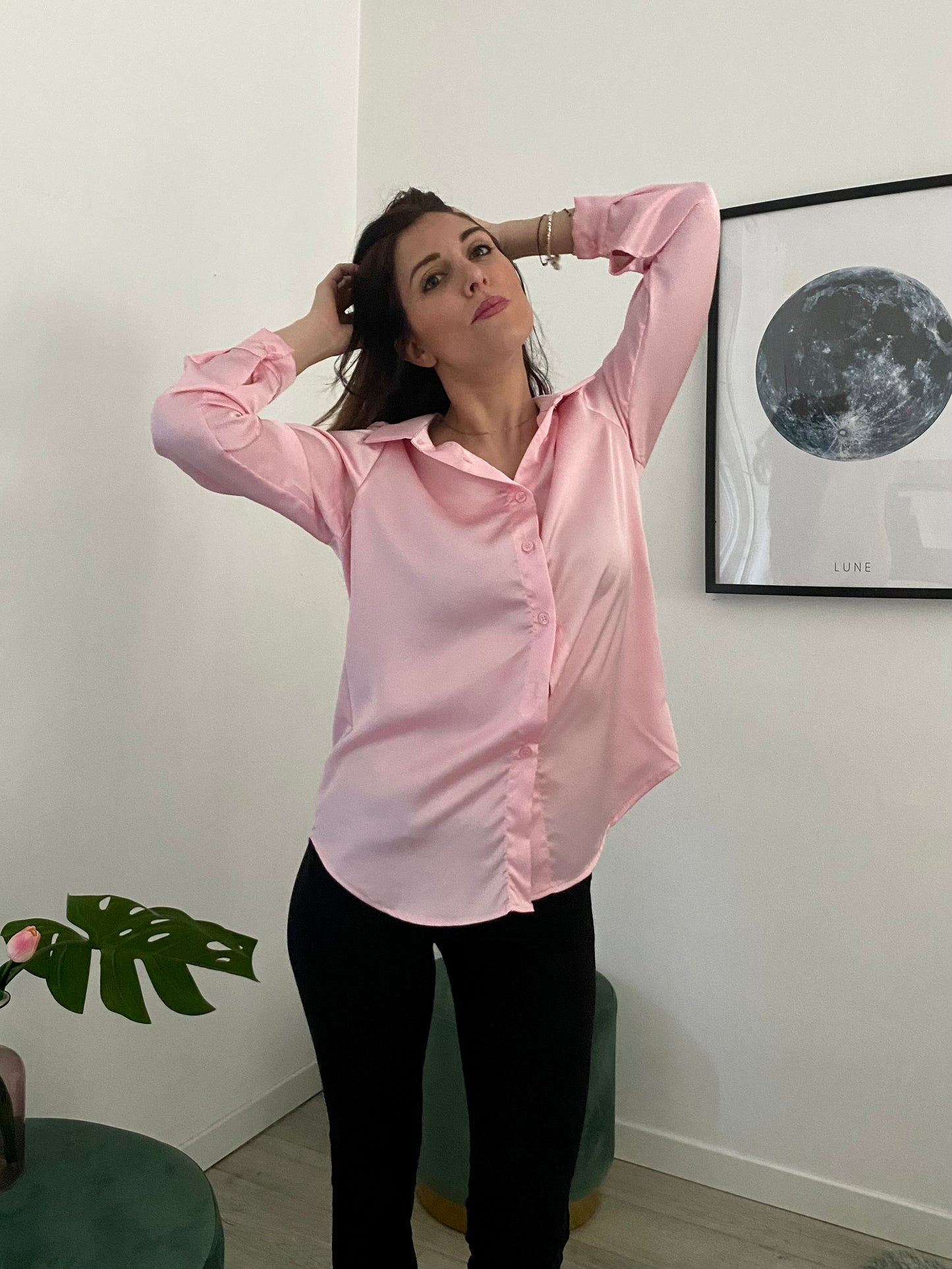 Camicia in raso taglio morbido, rosa candy IF Collection