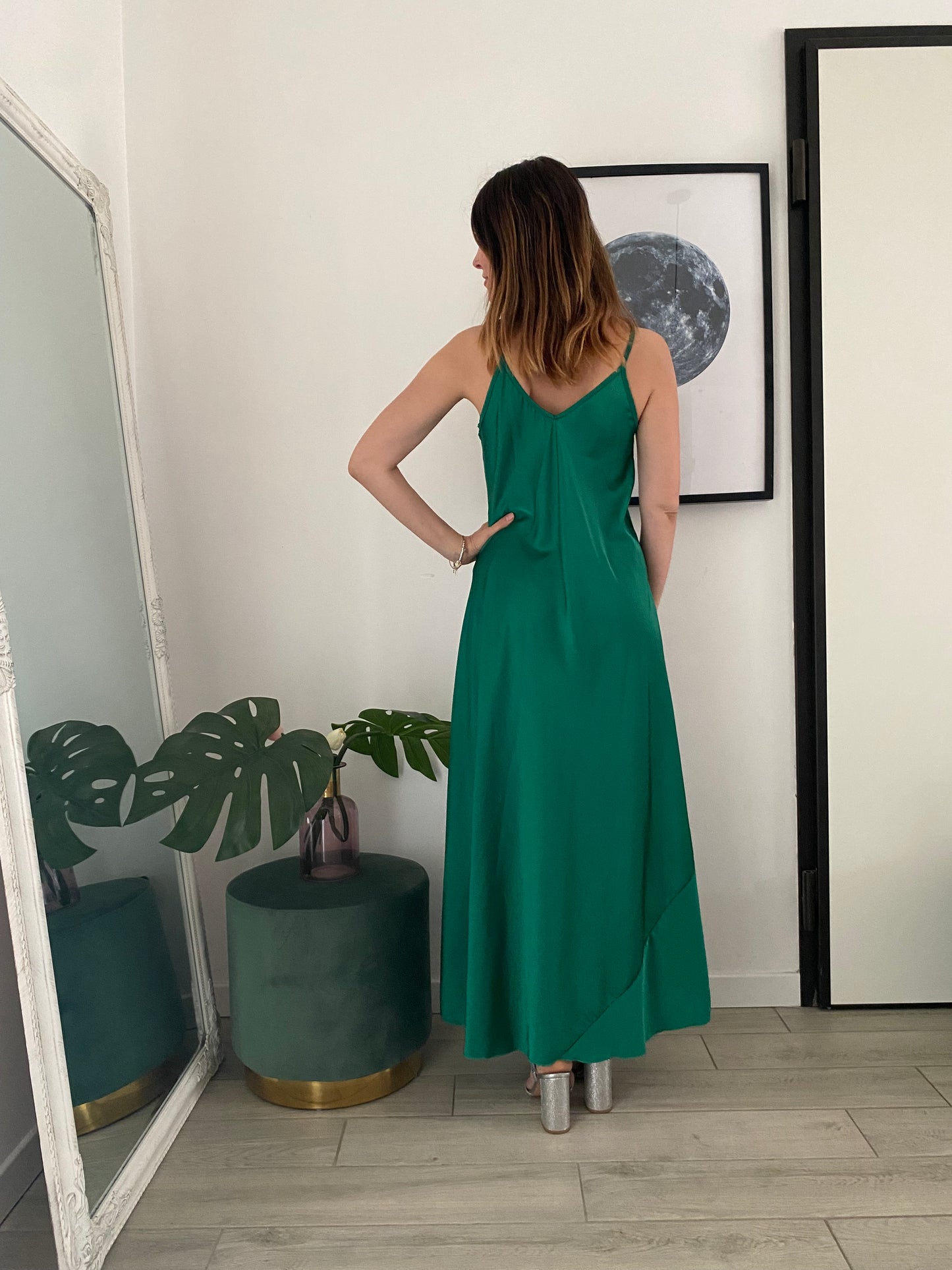 Abito in raso verde smeraldo IF Collection