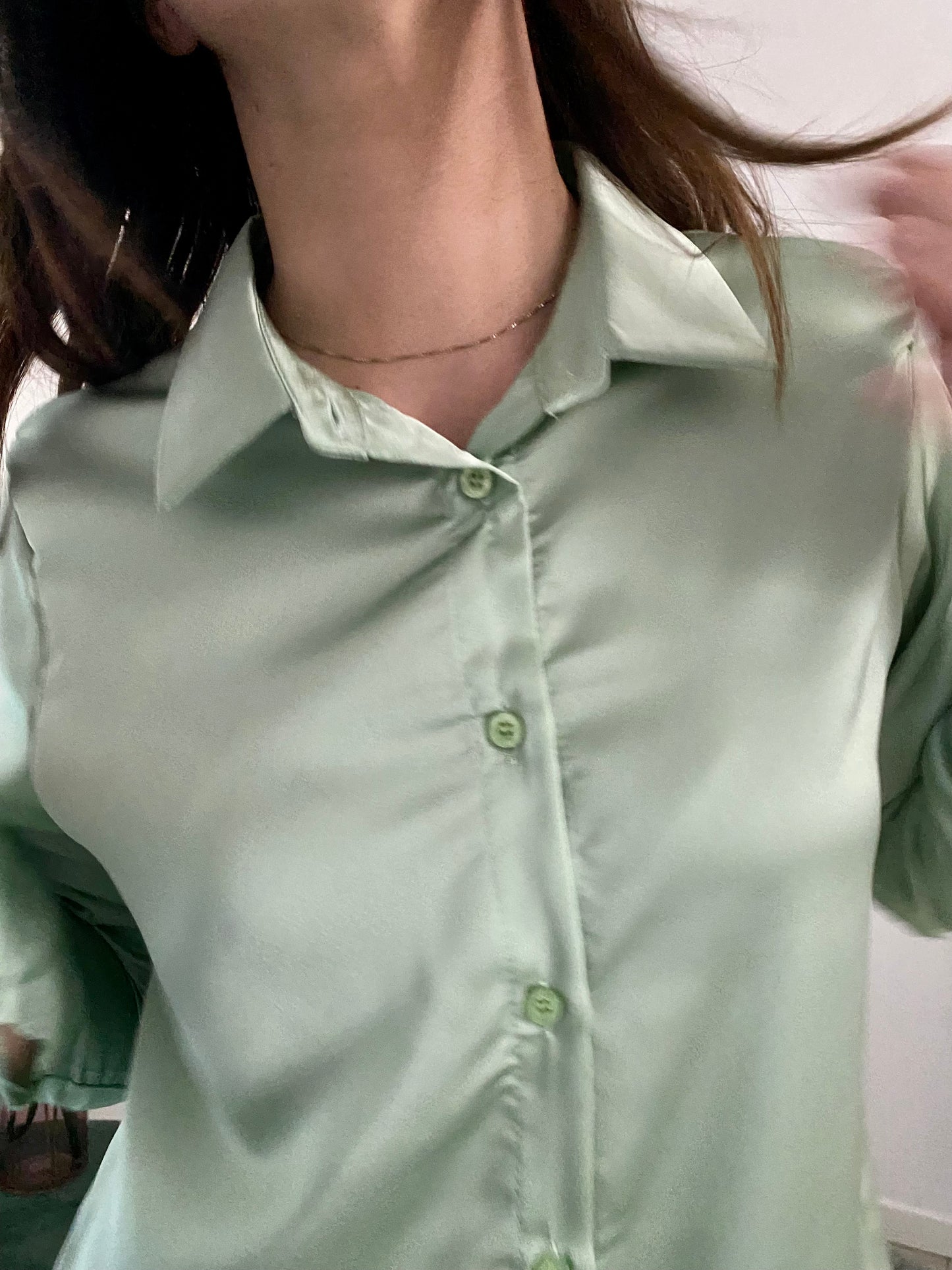 Camicia in raso taglio morbido, verde salvia IF Collection