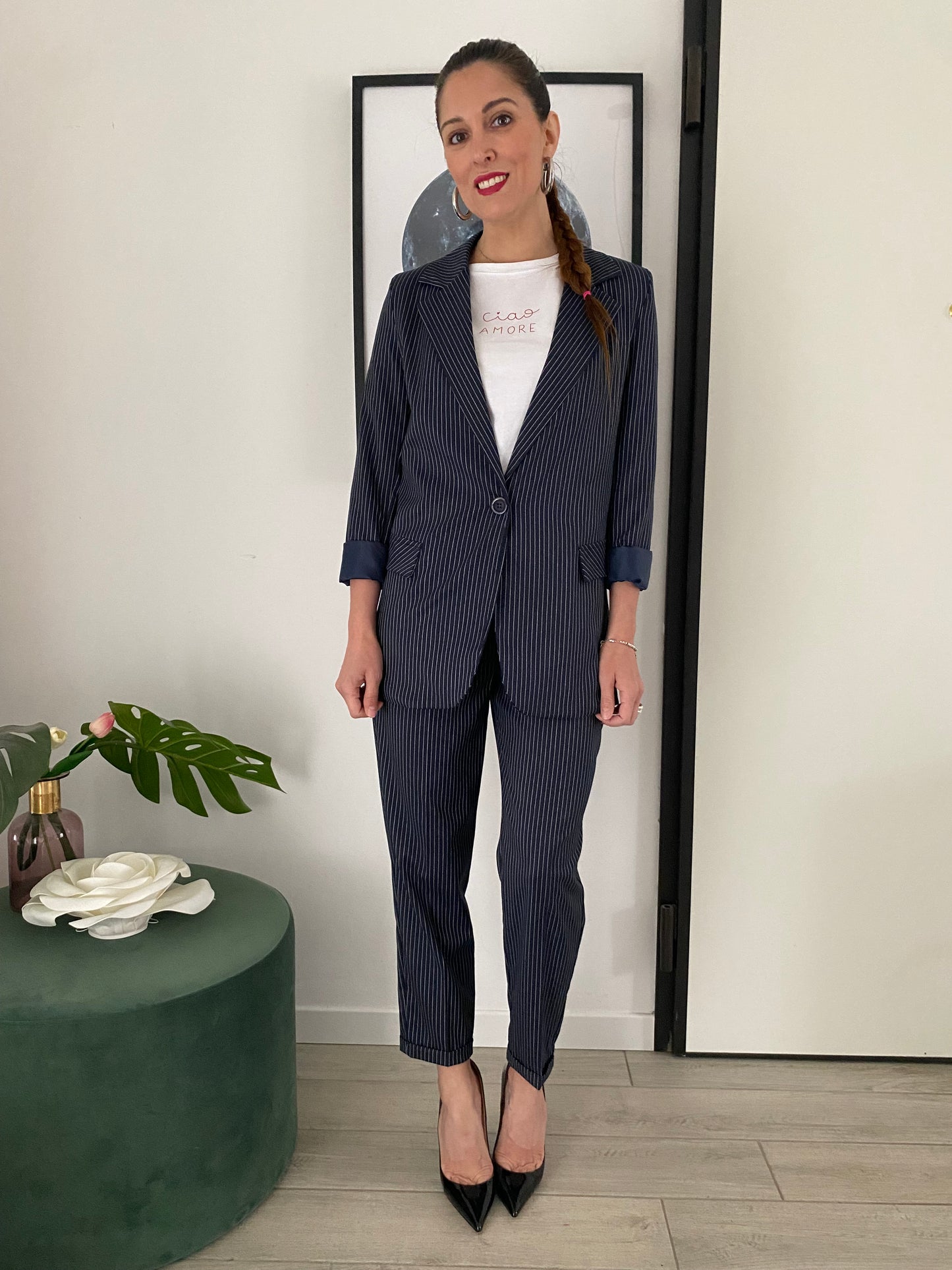 Blazer Chicca blu notte gessato IF Collection