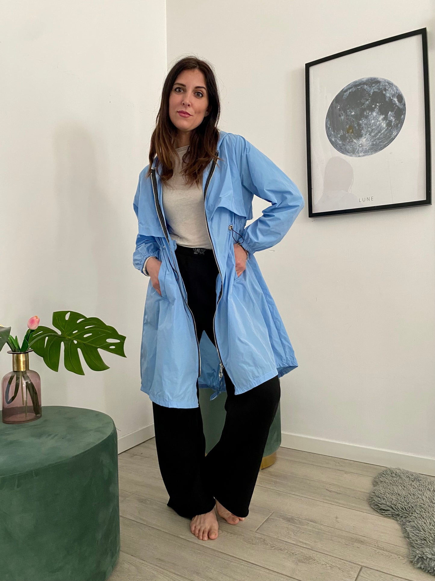 Trench impermeabile e antivento, azzurro infinito IF Collection