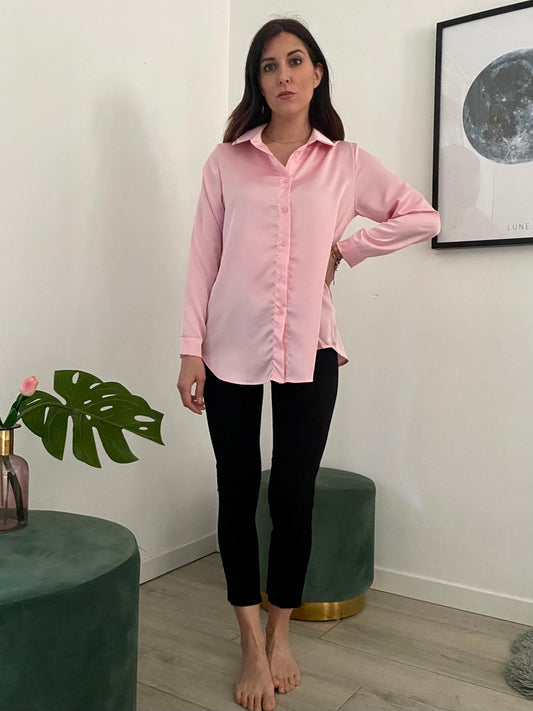 Camicia in raso taglio morbido, rosa candy IF Collection