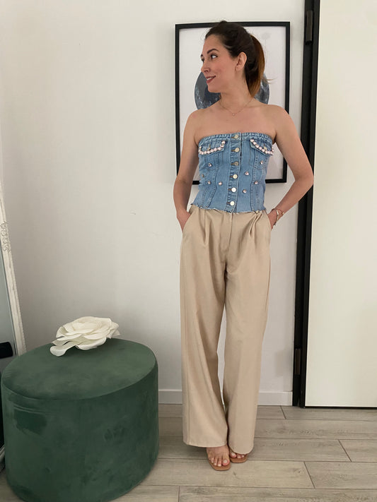 Top in jeans con applicazioni IF Collection